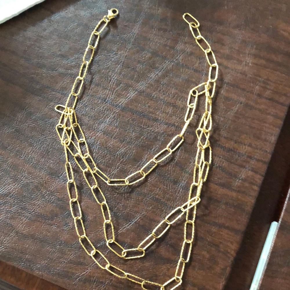 Made in Italy 18K gold filled paper clip 16 inch necklace